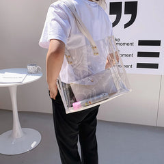 Large Capacity PVC Shoulder Bag Transparent Jelly Tote Summer Leisure