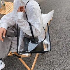 Large Capacity PVC Shoulder Bag Transparent Jelly Tote Summer Leisure