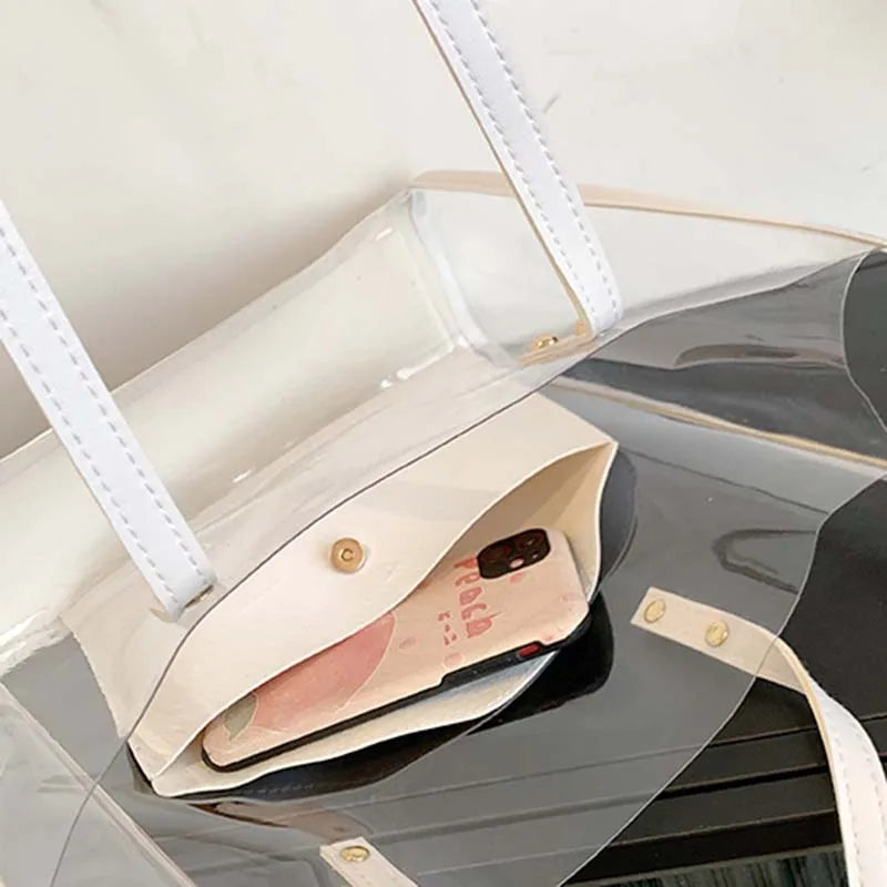 Large Capacity PVC Shoulder Bag Transparent Jelly Tote Summer Leisure