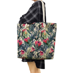Large Capacity Shoulder Bags Flower Plant Print Women Handbag Beach Bag