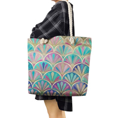 Large Capacity Shoulder Bags Flower Plant Print Women Handbag Beach Bag