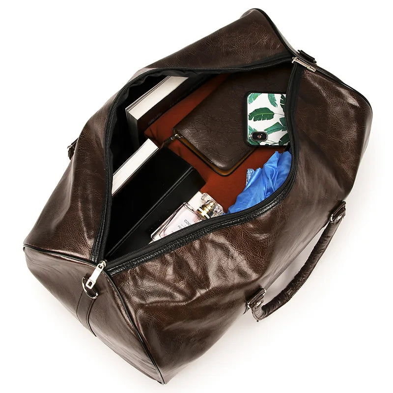Large Capacity PU Leather Travel Duffel Bag for Short-Distance Travel