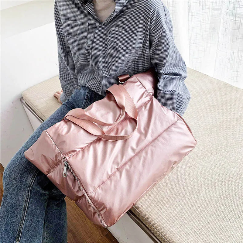 Large Winter Shoulder Bag Women Waterproof Warm Tote Handbag