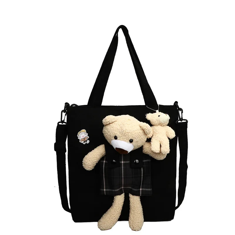 Canvas Shoulder Bag for Women College Style Cross Body Handbag