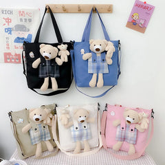 Canvas Shoulder Bag for Women College Style Cross Body Handbag