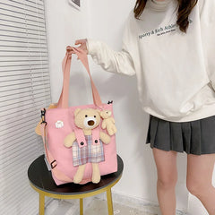 Canvas Shoulder Bag for Women College Style Cross Body Handbag