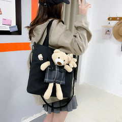 Canvas Shoulder Bag for Women College Style Cross Body Handbag