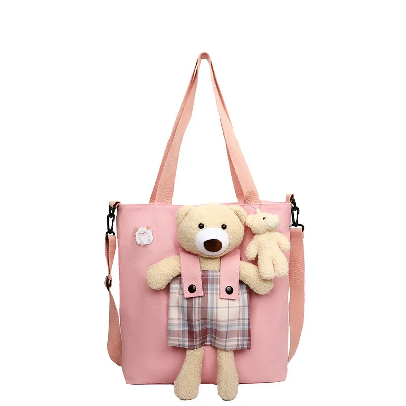 Canvas Shoulder Bag for Women College Style Cross Body Handbag