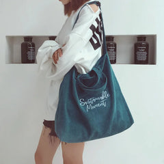 Corduroy Handbag Large Capacity Tote Bag for Women