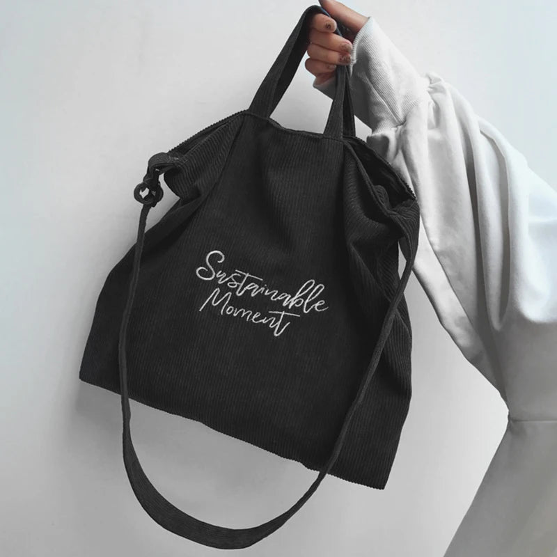 Corduroy Handbag Large Capacity Tote Bag for Women