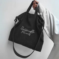 Corduroy Handbag Large Capacity Tote Bag for Women