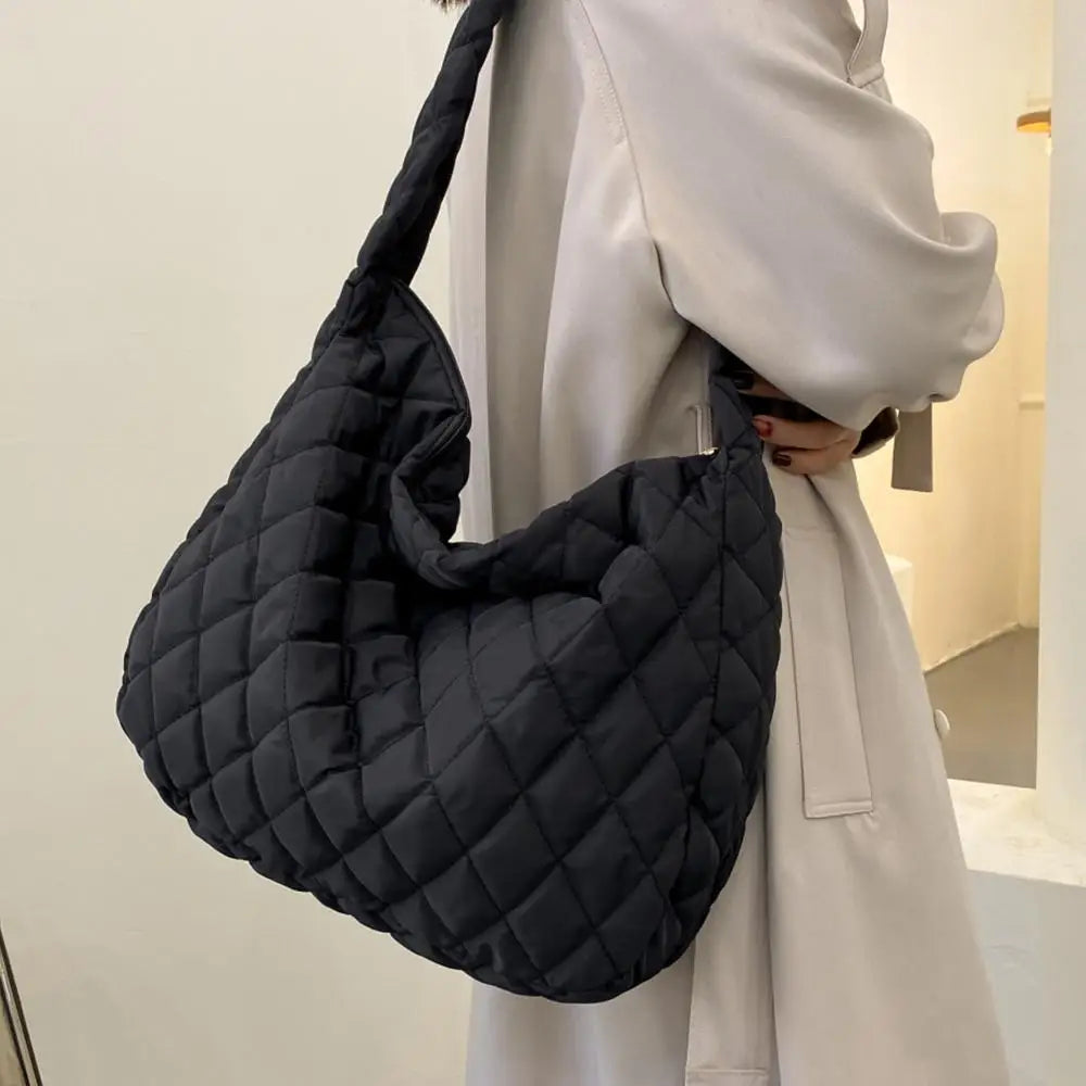 Large Capacity Quilted Tote Bag Puffy Handbag Underarm Bags