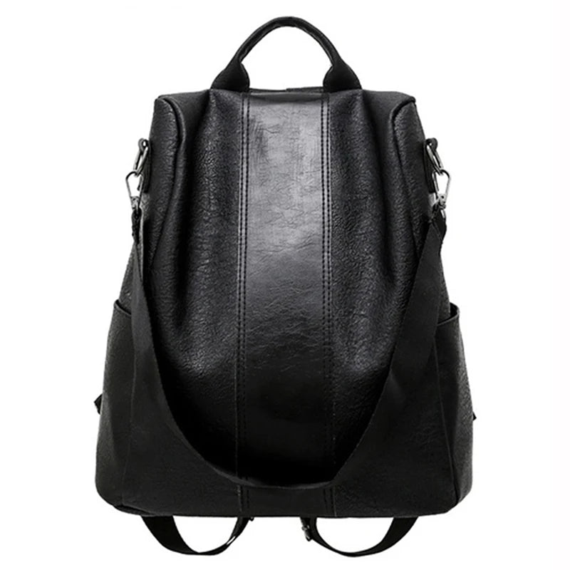 Large Capacity School Backpack for Teenage Girl PU Leather Travel