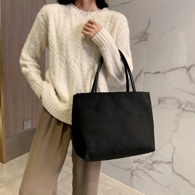 Large Capacity Canvas Shoulder Bag for Women All-match Travel Tote