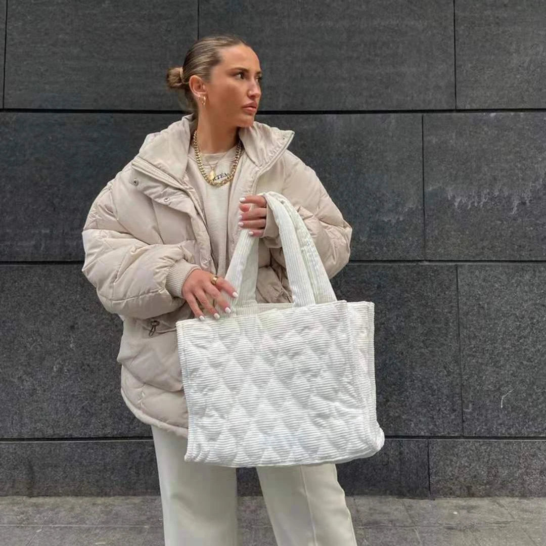Large Capacity Shoulder Bags Women Cotton Fabric Outdoor Casual Tote Bag
