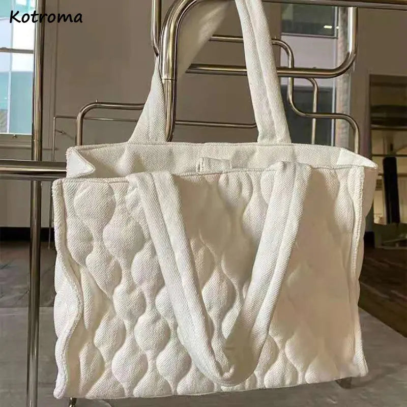 Large Capacity Shoulder Bags Women Cotton Fabric Outdoor Casual Tote Bag