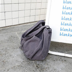 Large Capacity Shoulder Bags Women Harajuku Drawstring Portable Canvas Handbags