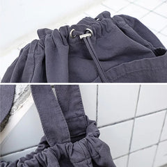 Large Capacity Shoulder Bags Women Harajuku Drawstring Portable Canvas Handbags