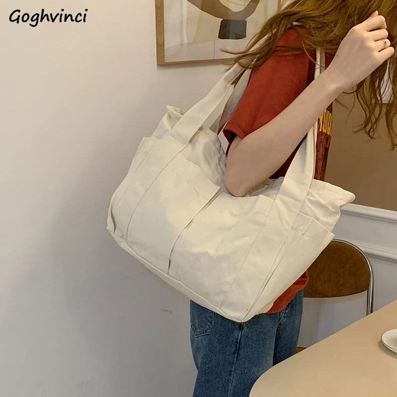Large Capacity Shoulder Bags Women Solid Underarm Harajuku Casual Handbags