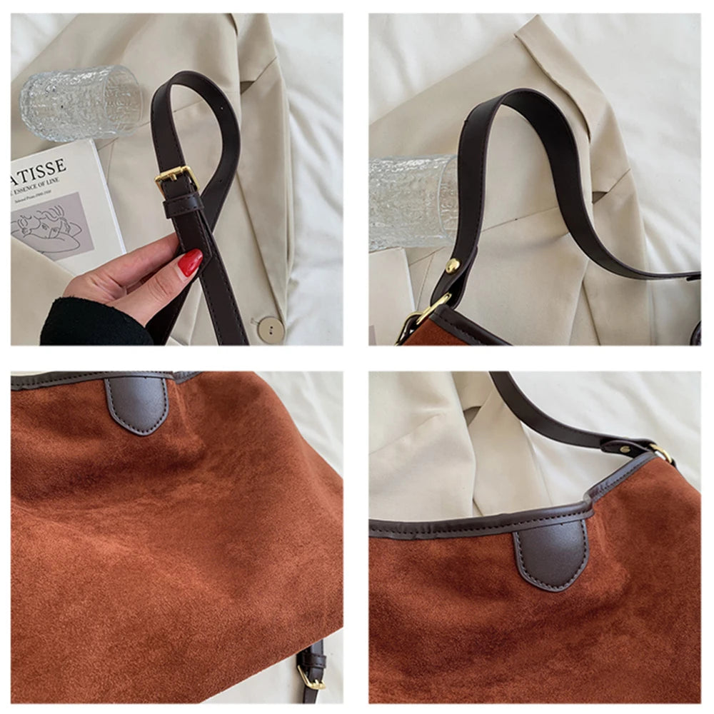 Winter PU Leather Crossbody Bag Large Capacity Shoulder Bag for Women