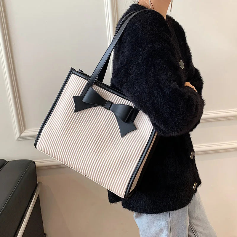 Large Capacity Shoulder Bags for Women Casual Big Tote Bag Bow-knot