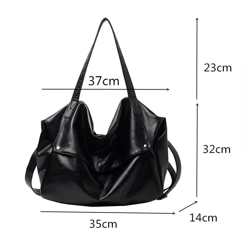 Vintage Big Ladies Crossbody Bag Soft Leather Messenger Bag