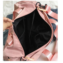 Large Capacity Shoulder Fitness Bag Yoga Duffel Sequin Letter Travel Backpack