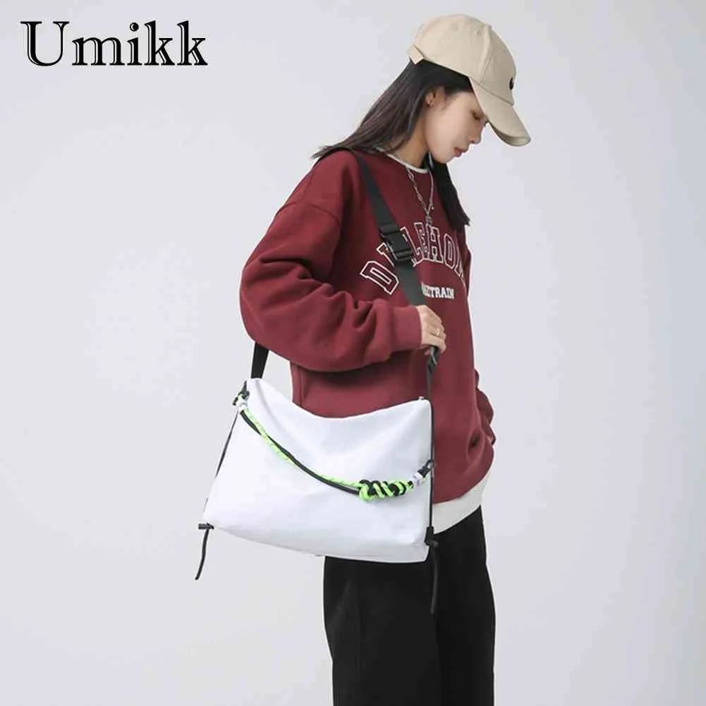 Large Capacity Shoulder Tote Bag with Green Ribbon for Travel Sports