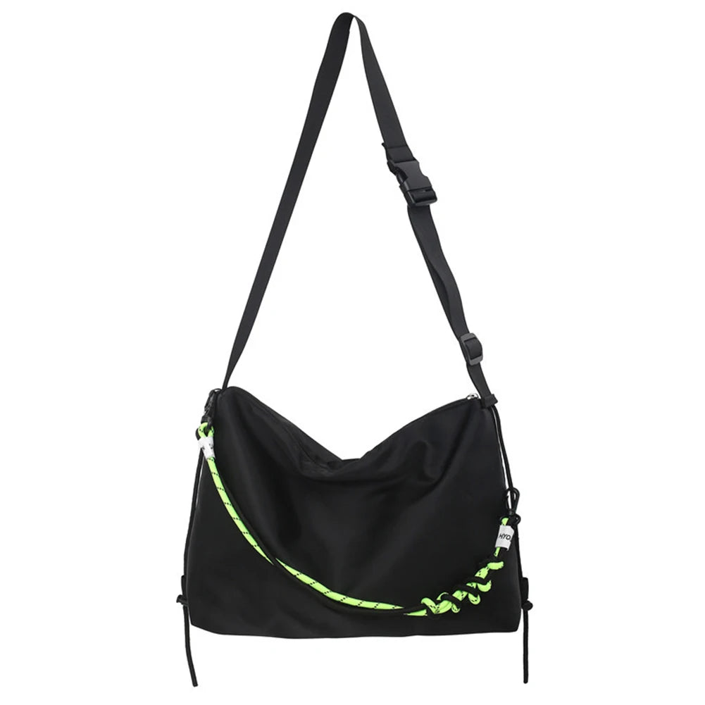 Large Capacity Shoulder Tote Bag Men Women Messenger Handbag Green Ribbon