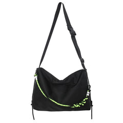 Large Capacity Shoulder Tote Bag Men Women Messenger Handbag Green Ribbon