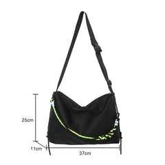 Large Capacity Shoulder Tote Bag Men Women Messenger Handbag Green Ribbon