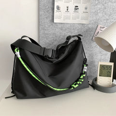 Large Capacity Shoulder Tote Bag Men Women Messenger Handbag Green Ribbon