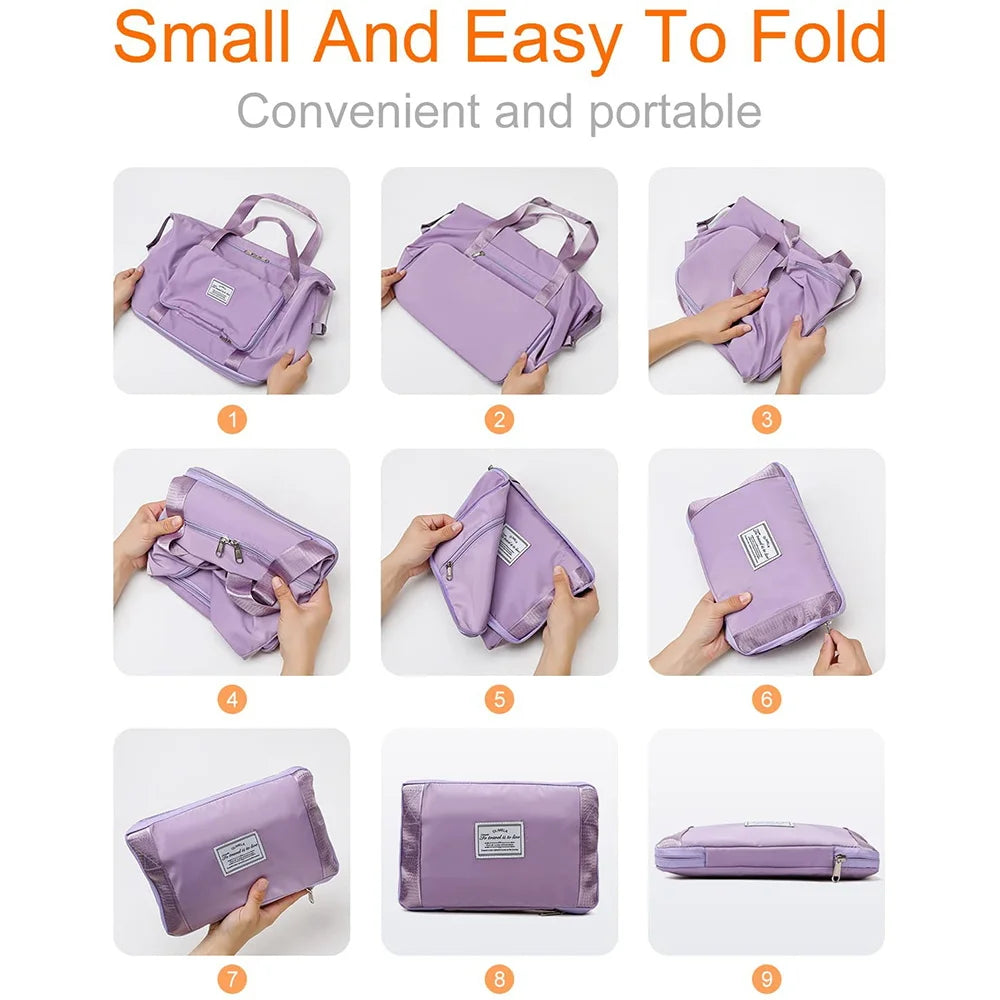 Large Capacity Shoulder Travel Bag Luggage Organizer Tote Foldable Duffle