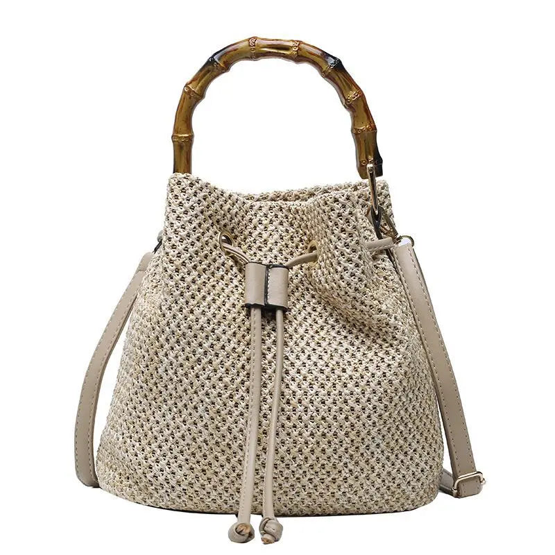 Large Capacity Shoulder Women's Bag Bucket Straw Casual Crossbody Bags for Women
