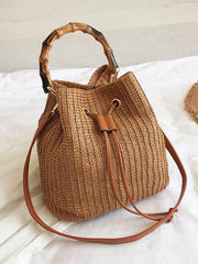 Large Capacity Shoulder Women's Bag Bucket Straw Casual Crossbody Bags for Women