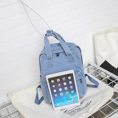 Denim School Backpack for Women Student Teenage Girl Travel Shoulder Bag