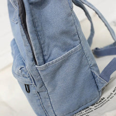 Denim School Backpack for Women Student Teenage Girl Travel Shoulder Bag