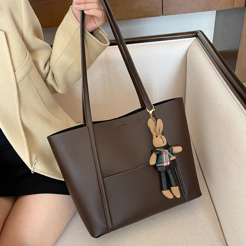 Large Capacity Single Shoulder Bag For Women High Soft PU Ladies Casual Tote Sho