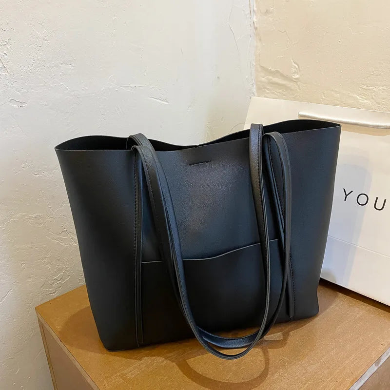 Large Capacity Single Shoulder Bag For Women High Soft PU Ladies Casual Tote Sho