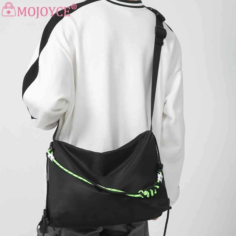 Large Capacity Sling Crossbody Bag Green Ribbon Travel Sports Cycling