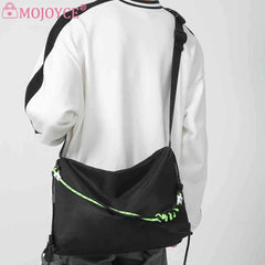 Large Capacity Sling Crossbody Bag Green Ribbon Travel Sports Cycling