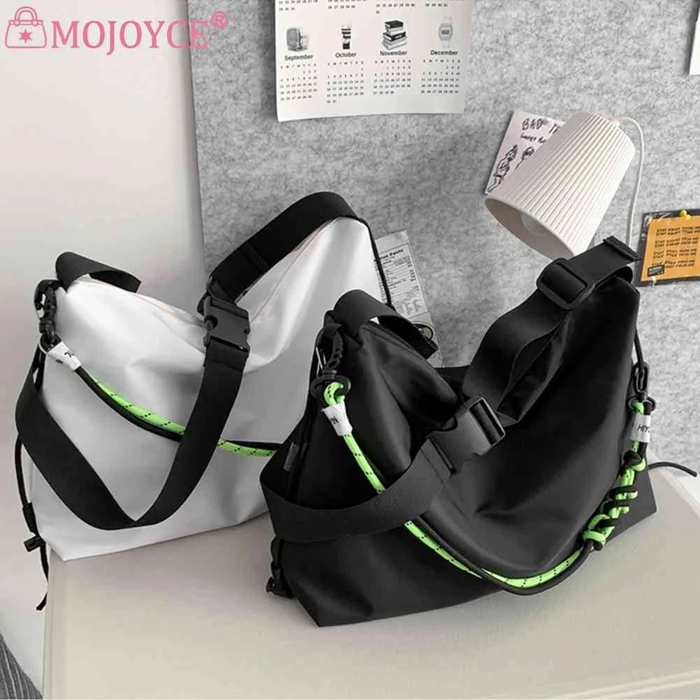 Large Capacity Sling Crossbody Bag Green Ribbon Travel Sports Cycling