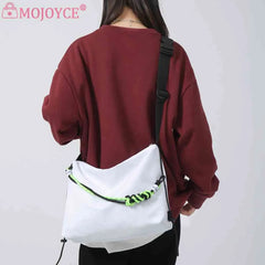 Large Capacity Sling Crossbody Bag Green Ribbon Travel Sports Cycling