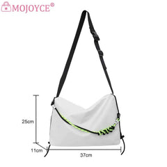 Large Capacity Sling Crossbody Bag Green Ribbon Travel Sports Cycling