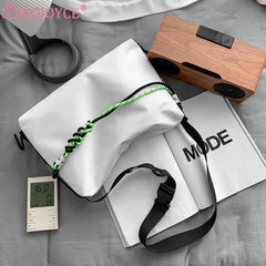 Large Capacity Sling Crossbody Bag Green Ribbon Travel Sports Cycling