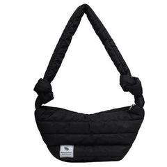 Soft Bucket Shoulder Bag for Women Shopper Space Pad Cotton Feather