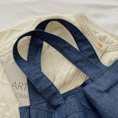 Large Capacity Soft Denim Shoulder Bags Women Retro Underarm Handbags