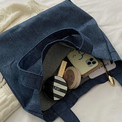 Large Capacity Soft Denim Shoulder Bags Women Retro Underarm Handbags
