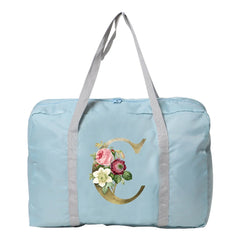 Large Capacity Foldable Nylon Travel Bag Organizers Unisex Luggage Golden Flower