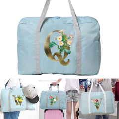 Large Capacity Foldable Nylon Travel Bag Organizers Unisex Luggage Golden Flower
